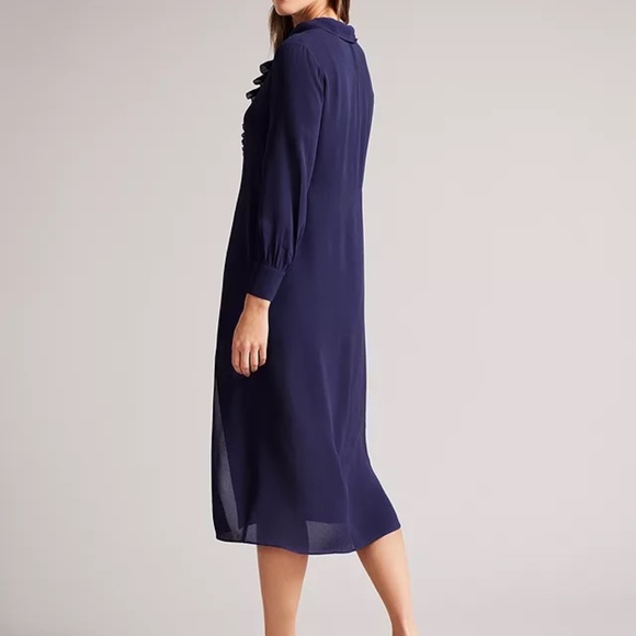 TED BAKER FAITHIY RUFFLE DRESS NAVY- BNWT - Picture 3 of 4